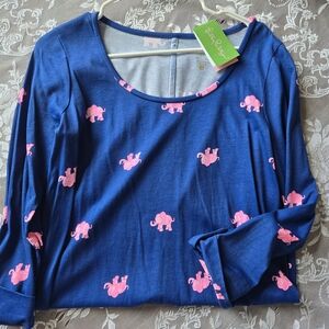 Lilly Pulitzer Blue Dress with Pink Elephant Print